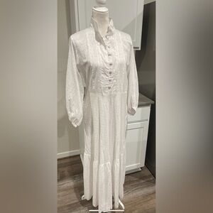 Sue Sartor Flounce high neck button front sun Dress MISSING BELT